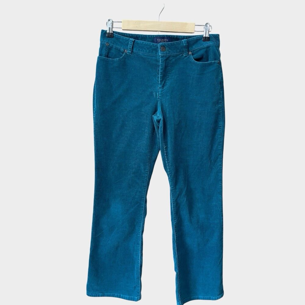 Talbots Pieties 5 Pocket Corduroy Pants Womens 8P Antique Blue/Green**SEE DES